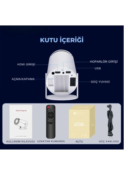 Taşınabilir 4K Wi-Fi Akıllı Sinema Projektörü, Ultra Hd, Hafif ve Kolay Kullanım fırsatları