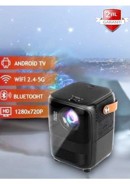Yüksek Çözünürlük 5g Taşınabilir Projeksiyon Cihazı, 50 Inç Ekran, 64GB Hafıza, Siyah fiyatları