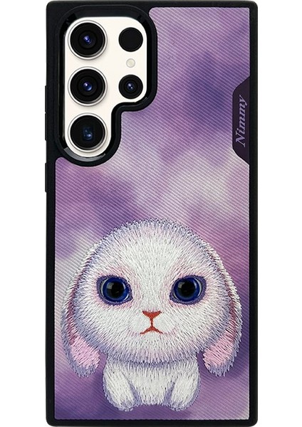 Samsung S24 Ultra Uyumlu 3D Göz Mor Tavşan Detaylı Nakış Işlemeli Kabartmalı Big Eyes Kılıf