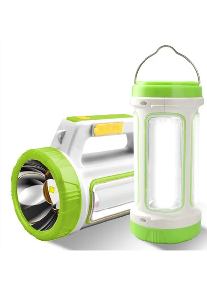 Çok Renkli Solar ve Şarjlı El Feneri 3W Projektör Yeşil
