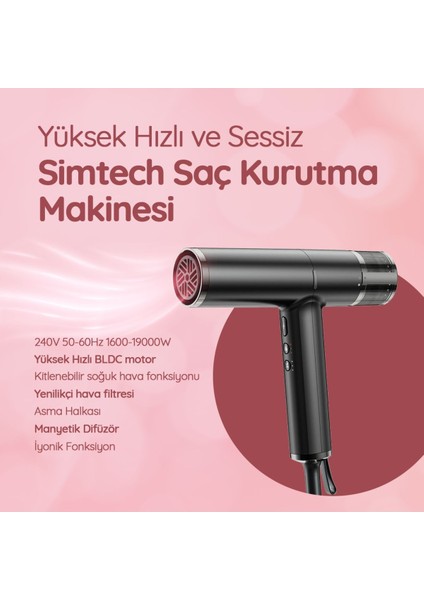 Haki KM-1994 Bldc Fön Makinesi, Güçlü ve Şık Tasarımıyla Saç Şekillendirme Kolaylığı
