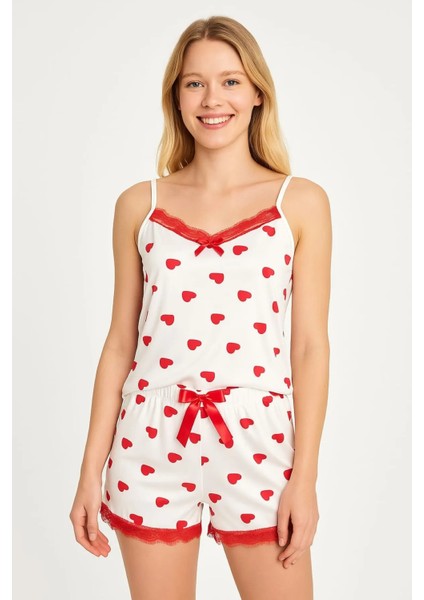 Milan Şortlu Pijama Takımı - Kalp Desenli fiyatları