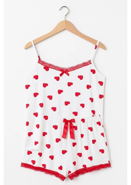 Milan Şortlu Pijama Takımı - Kalp Desenli modelleri