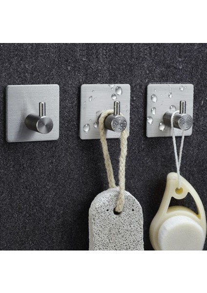 Paslanmaz Çelik Yapışkanlı Banyo Askısı 3'lü Set Bornoz Askısı / Havlu Askısı / Havluluk