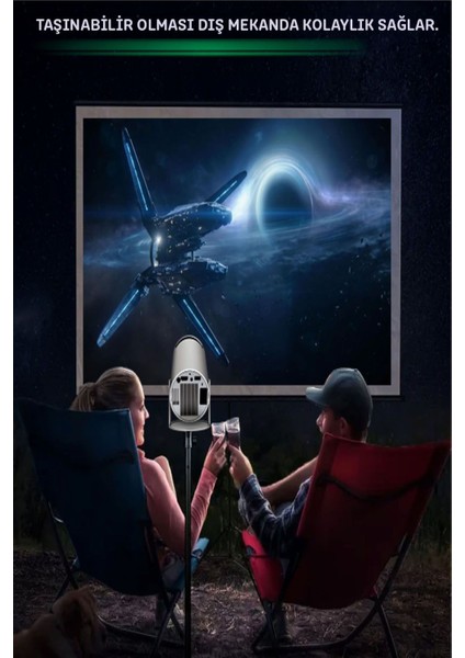 Taşınabilir Ultra Hd Projektör, Android 12, 200 Ansı, Wifi, Beyaz fırsatları