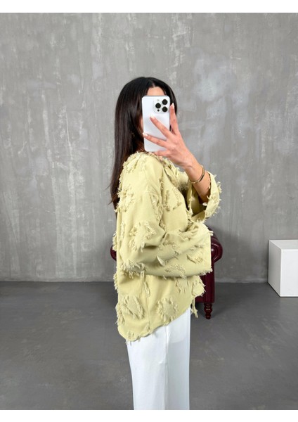 Püsküllü Önü Bağlamalı Keten Kimono Ceket modelleri