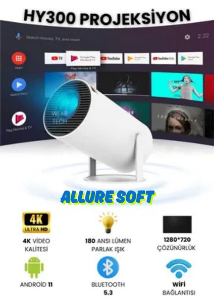 Taşınabilir 300 Lümen Projektör USB ve HDMI Destekli, Parlak Ekran Deneyimi fiyatları