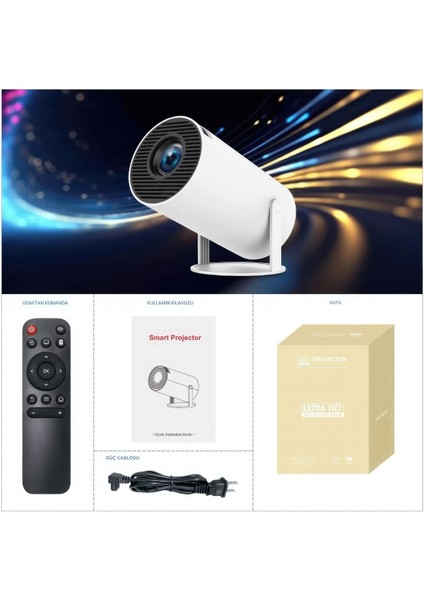 Taşınabilir 720P Projeksiyon, Wi-Fi, Bluetooth, Android 11 Uyumlu, Portatif ve Şık Tasarım modelleri