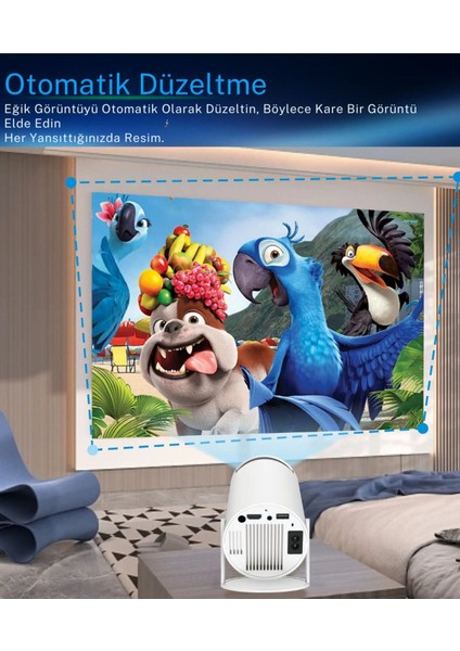 Taşınabilir 720P Sinema Projeksiyonu, Bluetooth, Android 11, Ev ve Seyahat Için Ideal indirimleri