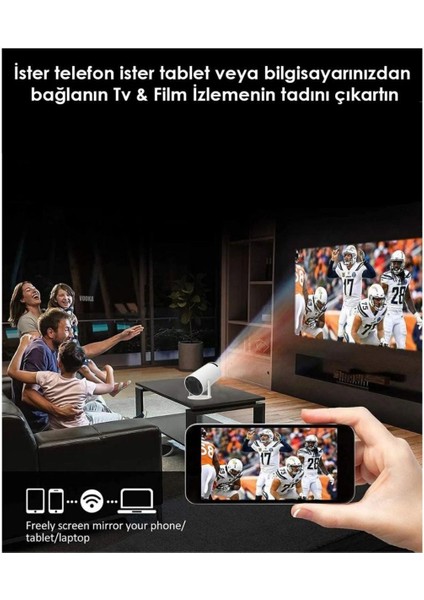 Taşınabilir 720P Sinema Projeksiyonu, Bluetooth, Android 11, Ev ve Seyahat Için Ideal