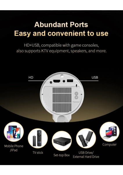 Taşınabilir 1080P Wifi Android Projektör, Hd Görüntü, Bluetooth 5.0, Kompakt ve Standlı indirimleri