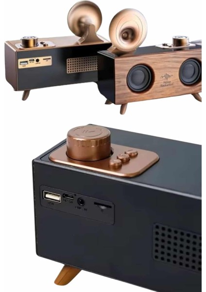 Ahşap Renkli Vintage Bluetooth Hoparlör ve Radyo Ses Sistemi fiyatları