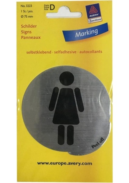 Gümüş Renkli Bayan Tuvalet Yönlendirme Levhası, Şık ve Kullanışlı Tasarım