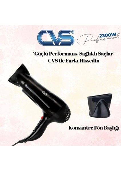 Hızlı ve Güçlü 2300W Saç Kurutma Makinesi, Şık Siyah Tasarım