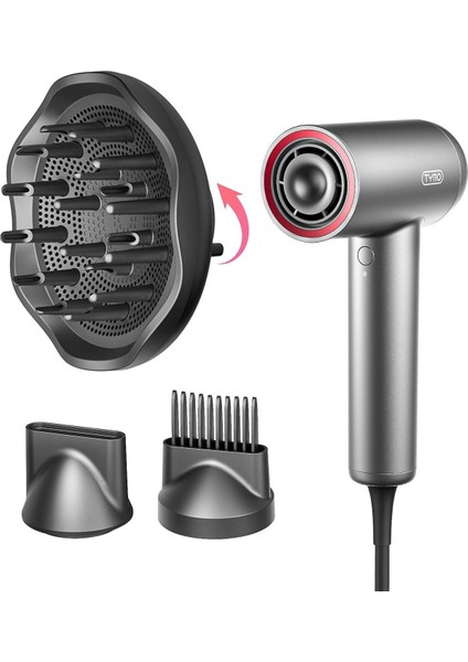 Aırhype Lite Iyonik Saç Kurutma Makinesi, Hızlı Kurutma, Difüzörlü, Isı Hasarsız 110.000 Rpm
