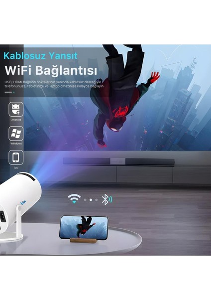 Yüksek Parlaklıkla 4K Uyumu Mini Akıllı Projektör, Kablosuz Bağlantı Özelliği fiyatları