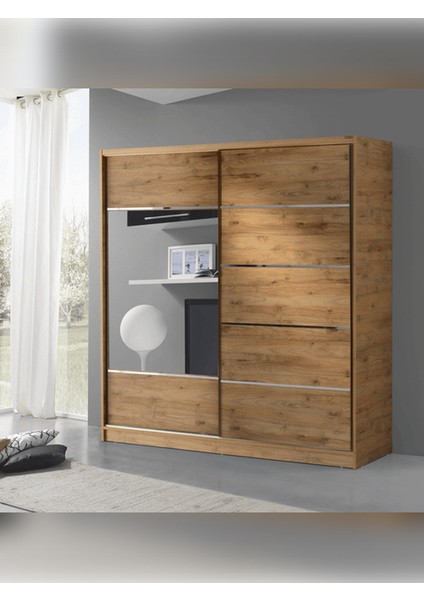 Mdf Sürgülü Gardırop Raylı Dolap Elbise Dolabı Giysi Dolap 160 cm