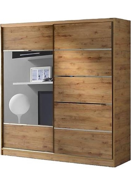 Mdf Sürgülü Gardırop Raylı Dolap Elbise Dolabı Giysi Dolap 160 cm