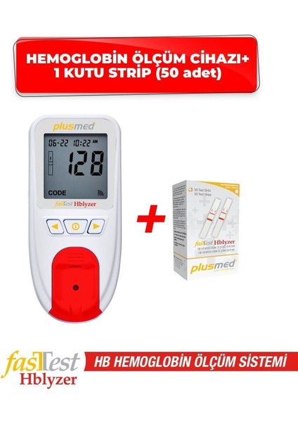Hemoglobin Ölçüm Cihazı ve 1 Kutu Strip, Hızlı ve Güvenilir Sonuçlar Sağlar.