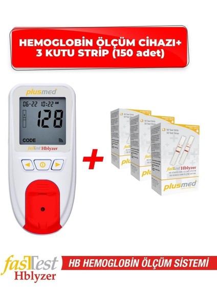 Hemoglobin Ölçüm Cihazı ve 3 Kutu Strip ile Kolay ve Hızlı Kan Testi