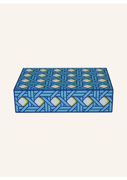 Basketweave Medium Ahşap Saklama Kutusu Kapaklı, Parlak, Kadife Astarlı