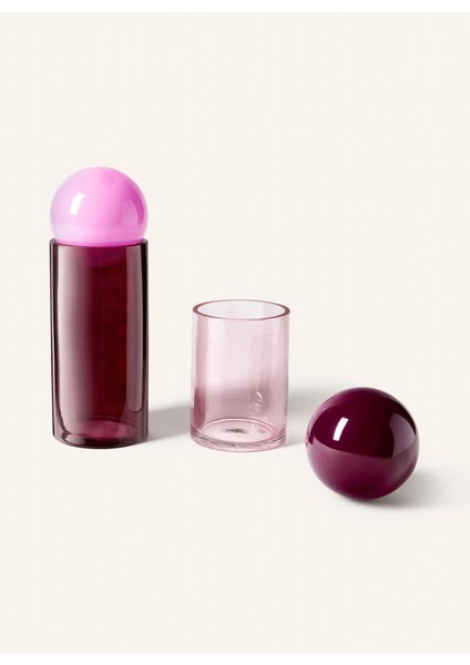 Tarlı 2’li Cam Saklama Kabı Seti Küre Kapaklı Şık Tasarım 19 ve 25 cm Yükseklik