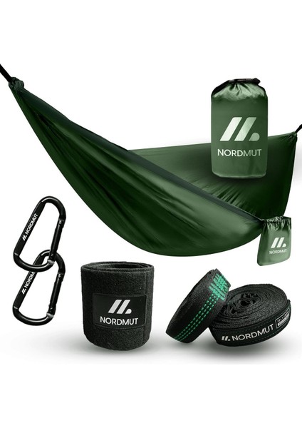 Ultra Hafif Kamp Hamağı, Ağaç Koruma Setli, 300 kg Kapasiteli