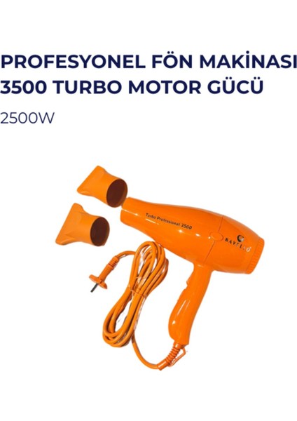 Turuncu 2500W Profesyonel Saç Kurutma ve Fön Makinesi