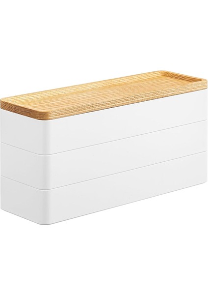 3 Katlı Dar Aksesuar Kutusu, Ahşap Kapaklı, Minimalist, Modern Takı Saklama Çözümü
