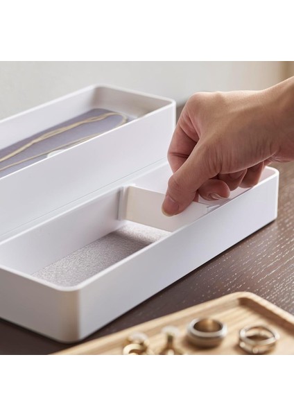 3 Katlı Dar Aksesuar Kutusu, Ahşap Kapaklı, Minimalist, Modern Takı Saklama Çözümü fiyatları