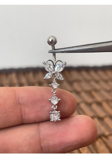 316 L Cerrahi Çelik Sallantılı Kelebek Modeli Göbek Piercingi