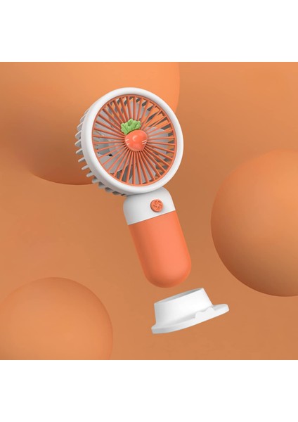 3 Kademeli Meyve Figürlü Mini Fan - USB Şarjlı Standlı Mini El Fanı (Havuç Figürlü)