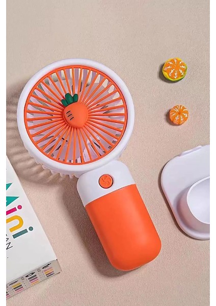 3 Kademeli Meyve Figürlü Mini Fan - USB Şarjlı Standlı Mini El Fanı (Havuç Figürlü) fiyatları