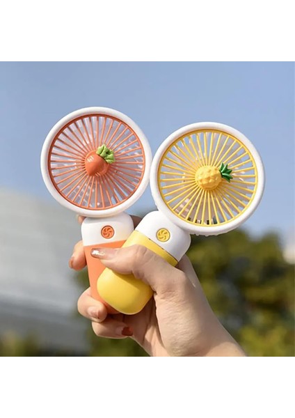 3 Kademeli Meyve Figürlü Mini Fan - USB Şarjlı Standlı Mini El Fanı (Havuç Figürlü) indirimleri
