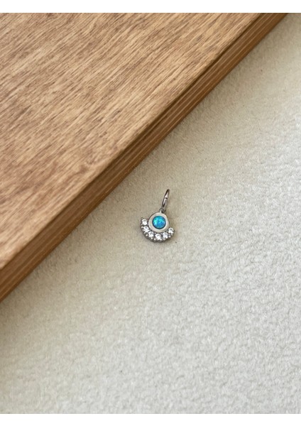 925 Ayar Gümüş Opal Taşlı Minimal Tasarım Pırlanta Model Gümüş Kolye Ucu