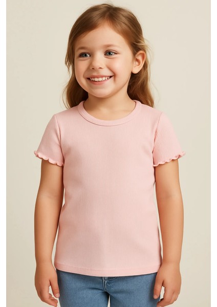 Pure Dots Kız Çocuk Ekovero Yazlık Toz Pembe Tişört