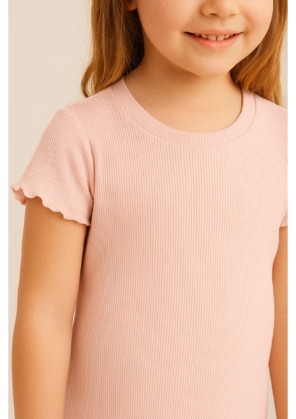 Pure Dots Kız Çocuk Ekovero Yazlık Toz Pembe Tişört modelleri