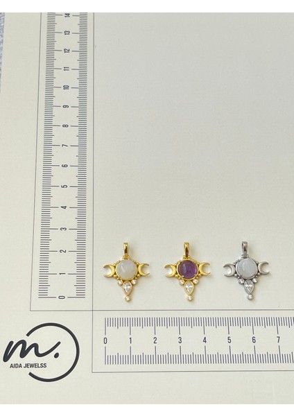 925 Ayar Gümüş Ay Modeli Amatis Taşlı Özel Tasarım Gümüş Kolye Ucu modelleri
