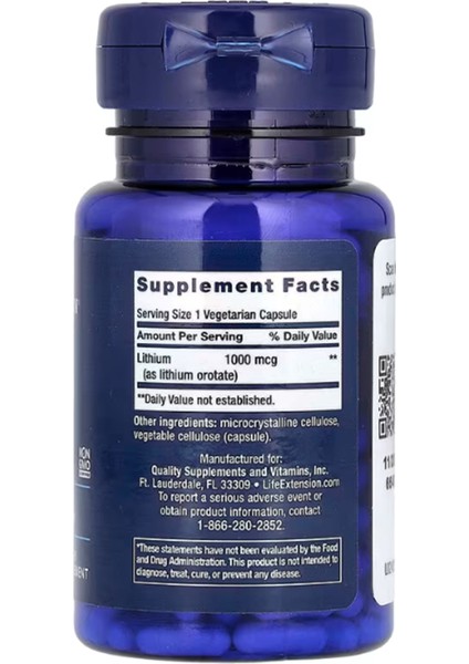 Lıfe Nutrıtıon Lithium Orotate 1,000 mcg 100 Vege Capsul fiyatları