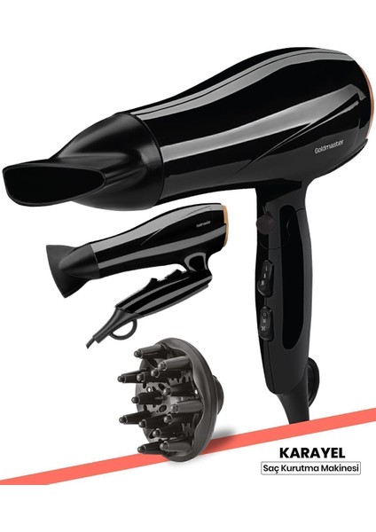 2400W Dc Motor, Hız ve Isı Ayarlı, Katlanabilir, Difüzörlü Saç Kurutma Cihazı