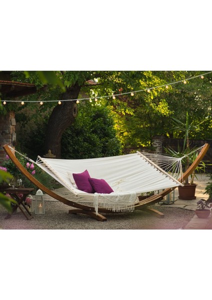 Trevıso Pamuk Hamak Kahverengi, Larch Ahşap Çerçeve ile Şık Dinlenme modelleri