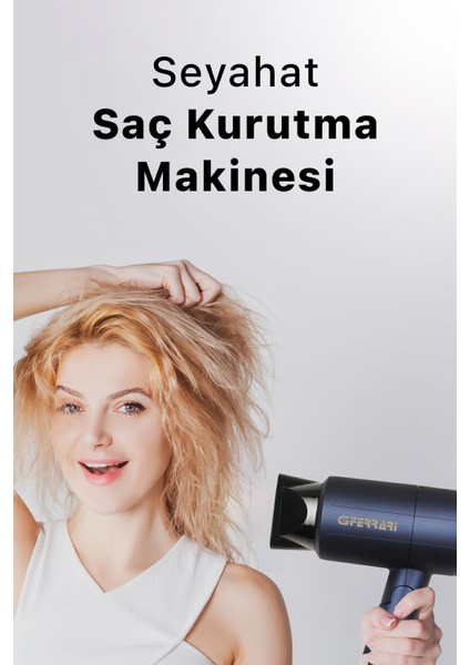 Katlanabilir Seyahat Saç Kurutma Makinesi, Mavi, Pratik ve Hafif Tasarım