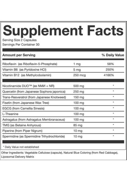 Perpetua.lıfe Anti-Aging Nad+ Complex Aeon With Nicotinamide Duo™, Fisetin, Quercetin, Resveratrol, Tmg, Spermidine, Astragalus, L-Theanine 60 Capsul.abd Menşei. 4077 fiyatları
