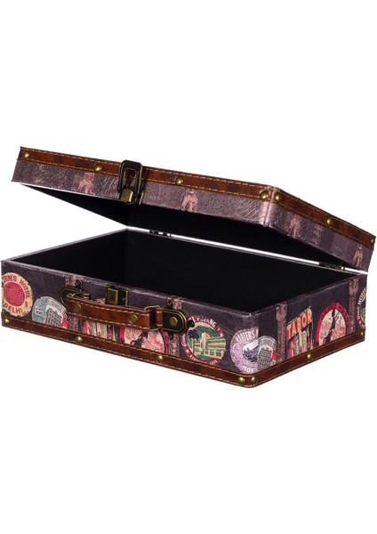Koloni Tarzı Deri Kaplamalı Ahşap Sandık, Metal Aksesuarlı, Vintage Tasarım fiyatları