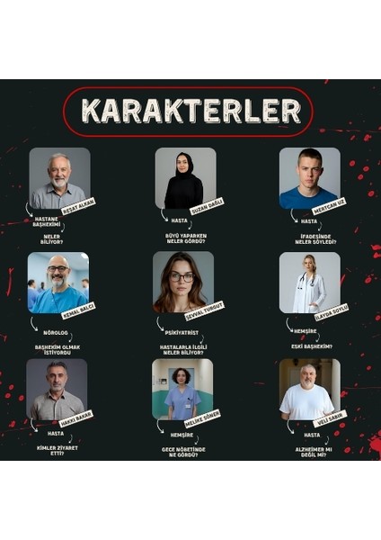 Dedektif Oyunu | Akıl Hastanesi Cinayeti | Cinayet Çözme Oyunu | Sema Işlek Davası | Dava Çözme Oyunu | Suç Çözümleme Oyunu modelleri