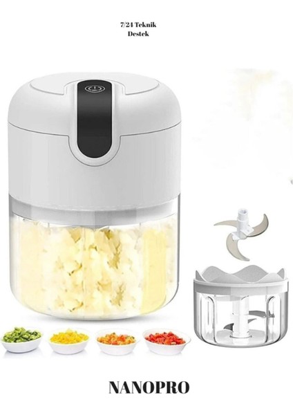Şarjlı 3 Bıçaklı Mini El Rondosu, 250ML, Pembe, Pratik ve Kullanışlı Ürün