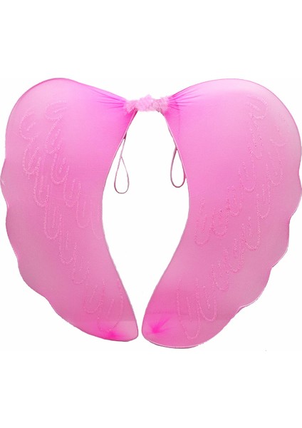 Pembe Renk Ortası Pembe Tüylü Tül Peri Kanadı 40X50 cm (5232)