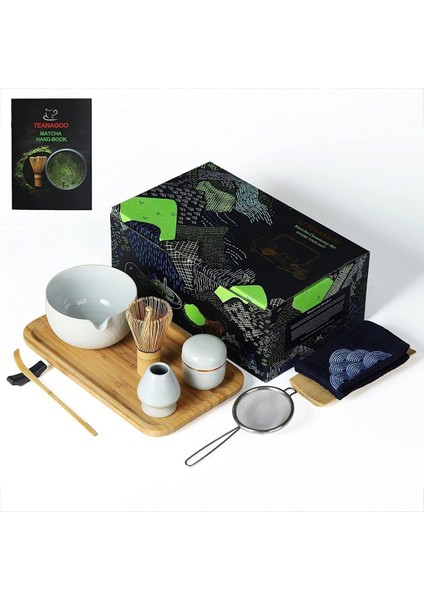 Japon Matcha Çay Seti, 10 Parça Seremoni Kiti, Bambu Çırpıcı, Seramik Kase ve Aksesuarlar