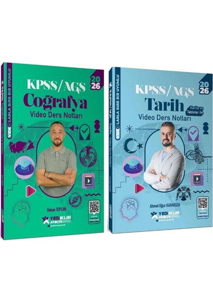 Yediiklim 2026 Kpss Tarih ve Coğrafya Atölye Video Ders Notları Seti 2 Kitap