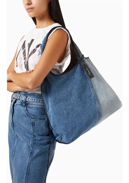 Denim Market Tote Geniş Hacimli, Deri Etiketli ve Günlük Şık Çanta modelleri